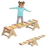 AIYAPLAY 2 In 1 Balance Wippe Kinder, Schwebebalken aus Holz, Wippe Schaukelwippe Garten, Balance Board für drinnen und draußen, Equilibrium für Kinder, Equilibrium Spielgeräte 133 x 38 x 24 cm