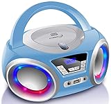 CD-Player mit LED-Beleuchtung | Kopfhöreranschluss | Tragbares Stereo Radio | Kinder Radio | Stereoanlage | USB | CD/MP3 Player | FM Radio | Kopfhöreranschluss | Aux In