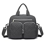 KONO Baby-Wickeltasche zum Aufhängen am Kinderwagen – Große Windeltasche mit Isolierten Fächern für Unterwegs (32x26x12cm), Leicht & Wasserdicht (Dunkelgrau)