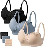 HBselect 3 Pcs Schwangerschafts Still BH Nahtloser Still-BH mit zusätzlichen BH-Verlängerungen Stillen und Schlaf Ohne Bügel für Damen