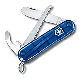 Victorinox Taschenmesser My First blau transparent - Swiss Made - 9 Funktionen, Klinge, ohne Spitz, Kapselheber