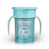 Twistshake 360 Cup Trinklernbecher Kinder mit Griffen 230 ml, Schnabeltasse Baby, auslaufsicherer 360°-Trinkrand, BPA Frei, 6+ Monate, Pastellblau