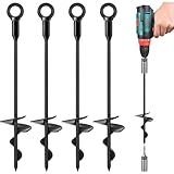 Bodenanker Trampolin 4er Set, Heavy Duty Erdanker bodenanker Kit, Bodenanker zum Eindrehen Resistant High Wind, Metall Trampolin Anchor Kit für Zelte, Schaukeln, Vordächer, Camping