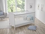 Love For Sleep Babybett Kinderbett 70x140cm Weiß,Lattenrost Gitterbett aus Holz 2 in 1,mit mitgelieferten Sicherheits-Holzbarrieren