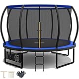 Devoko Trampolin Outdoor Ø 228/305/366/427 cm,GS-Zertifikat, Kindertrampolin Gartentrampolin mit Sicherheitsnetz, Rundes Riesentrampolin mit Leiter und Schuhbeutel