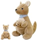 AQCQDQ Känguru Plüschtier Plüschtiere känguru Kuscheltier Kuscheltier mit Baby im Bauch Stofftier Känguru Plüsch Toy Flauschiges Plüsch Puppe für Kinder Kuscheln (26 cm,braun)