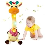 Edencomer Tanzende Giraffe Kuscheltier, Singender Giraffe Spielzeug, Nachsprechen, Lautstärkeregler, Geburtstagsgeschenk für Kinder ab 3 Jahren