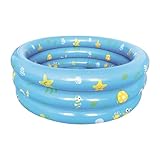 Aufblasbares Schwimmbecken 90cm Kinder Aufblasbares Planschbecken Baby Aufstellpool Aufblasbarem Rund Schwimmbecken Aufblasbare Badewanne Dusche für Outdoor Home Balkon Sommerwasserparty (Blau)