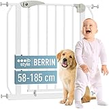 ib style Treppenschutzgitter für Babys Berrin 58-185 cm, Türschutzgitter, Kindertreppenschutzgitter,Ohne Bohren, Weiß, 88-96 cm