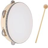 Trommel, Kindertrommel Und Tamburin Set, Holz Handtrommeln Mit Schlägeln, 18 Zoll 20 cm Naturfarben, Perfekt Für Kinder Und Musikliebhaber, Ideal Als Instrumente Für Kleinkinder