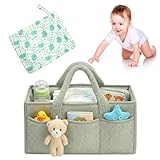 Zimoer Wickeltisch Organizer und Windeltasche Set, Wickelkorb Tragbarer mit Herausnehmbaren Fächern, Baby Windel Caddy Newborn Essentials, Baby Aufbewahrungskorb für Reisen und Zuhause (Grün)