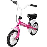 Spielwerk® Laufrad ab 2 Jahre Bremse 10 Zoll Reifen Lenkrad Sattel Höhenverstellbar Kinder Balance Bike Lauflernrad Tragegriff Junge Mädchen Rosa