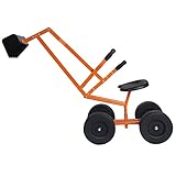 COSTWAY Sitzbagger 360° drehbar, Bagger zum Draufsitzen Metall mit Schaufel & Rädern, Bagger Sandkasten, Aufsitzbagger Sandbagger für Kinder ab 3 Jahren (Orange)