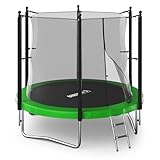 Unix Line Ⓡ Outdoor Trampolin 183/244/305/366 - Komplettset mit Leiter Innen-& Sicherheitsnetz - CE Zertifiziert - Kinder Gartentrampolin robust & wetterfest bis,150kg belastbar