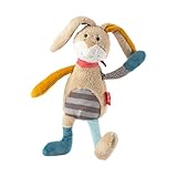 SIGIKID 39290 Hase Patchwork Sweety Mädchen und Jungen Kuscheltier empfohlen ab Geburt beige/blau, 11 x 9 x 31