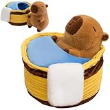 Capybara Kuscheltier, Niedlichen Capybara Plüschtier, Capibara In der Badewanne 2 In 1, Super Weiche Plüschtier Geschenk für Kinder Jungen Mädchen