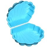 Sand- & Wassermuschel Kinder 2-teilig – Planschbecken & Sandkasten Muschel mit Deckel, Türkis mit Sternen, Garten Sandkasten für Kinder 1–6 Jahre, stabile Kunststoff Wassermuschel, ca. 87 x 77 x 19 cm