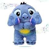 Amebleak Schlummer Sti-tch Kuscheltier, 28cm Stitch Kuscheltier,Stitch Plüschtier mit Atembewegung und Musik,Stitch Schlummer Kuscheltier,Stich Plüschfigur, Geeignet Als Kinder Geschenk