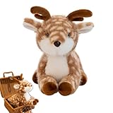 champracer Elch Kuscheltier, Plüschtier Elch Figur Deko, Cartoon Rentier Pflaumenhirsch Plüschpuppe, Süßes Weich Stofftier Flauschig Plüsch Elchpuppen Spielzeug Zum Kinderzimmer Dekoration (28 cm)