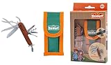 Simba Scout Taschenmesser, 11 Werkzeuge, Holzgriff, Länge geschlossen 9cm, Klinge 6cm, Tasche mit Gürtelschlaufe, ab 8 Jahren