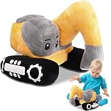 Bagger Kuscheltier,Kinder Plüsch Bagger,Bagger Plush Toy 26 * 23cm Bagger Puppe Plüschtier,Plüsch Baufahrzeug, Ausgestopftes Bagger Plüschtier, Plüschtier Bagger Auto Puppe, für Kindergeschenk