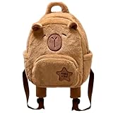 Yoller Capybara Rucksack, Kawaii Plüsch Capybara Tasche, Capybara Kuscheltier Tasche mit Verstellbarer Schultergurt, für Reisen Camping, Kapibara Kinderrucksäcke, D