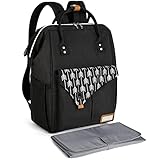 Lekebaby Baby Wickelrucksack Wickeltasche mit Wickelunterlage Multifunktional Große Kapazität Babytasche Reisetasche für Unterwegs, Schwarz