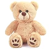 LotFancy Teddybär Plüschtier Kuscheltiere 25cm, Teddy Bär Klein Braunbär Süße Stofftier Spielzeug, Geschenke für Kinder Mädchen Freundin, Geburtstag Valentinstag, Hellbraun