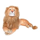 TE-Trend Löwe Kuscheltier XXL Plüschtier Stofftier liegend Katze Großkatze Raubkatze Lion Deko Figur Geschenk Spielzeug 70cm braun