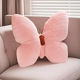 Gohytal Schmetterling Kissen, Schmetterlingsförmiges Wurfkissen,Schmetterling Plüsch Kissen,Schmusekissen Flausch Dekokissen,Zierkissen Plüsch Weiche Deko Kuschelkissen Kinder für Wohnzimmer (Rosa)