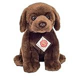 Teddy Hermann 91958 Hund Labrador sitzend Dunkelbraun 25 cm, Kuscheltier, Plüschtier mit recycelter Füllung