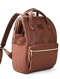 Kah&Kee Damen Leder Rucksack -Wasserdicht 15 Zoll Elegant Laptop-Taschen für Lehrerinnen & Büro-Arbeit, ideal für Reisen (Braun, mittel)