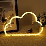 AOOTE Cloud Neon Lights,LED Wolken Neonlicht,Neon Light Sign Cloud, USB und Batterie betrieben,Wolke Neon Schild für Kinderzimmer Schlafzimmer Geburtstag Hochzeitsdekoration (Warmweiß)