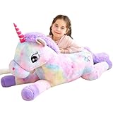 IKASA Groß Einhorn Stofftier Riesen Kuscheltier,110cm Gross Plüschtier Riesige Flauschige Weich Jumbo Plüsch Spielzeug,Geschenk für Kinder