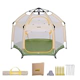 Jovikids Faltbarer Laufstall Baby mit Baldachin, Pop-up Zelt Kinder Outdoor, Großer 6 Eckig Playpen mit Tragetasche für Haus, Garten, Strand, 150x150x105cm