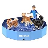 HaoVrisn Hundepool Große Hunde, Planschbecken für Kinder und Hunde, Hundepool 120 * 30CM Faltbar, rutschfeste und Verdickt PVC, Plantschbecken mit Flicken und Ablassventil
