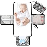 Lekebaby Wickelunterlage Wickelunterlage Tragbare Wickelunterlage Baby Reise Wickelunterlage mit Wischtasche,Grau