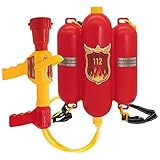 Idena 8040009 - Feuerwehr Wasserspritze, Größe ca. 40 cm, mit verstellbarer Düse, Wassertank und Schultergurt, Wasserschlacht, Sommer, Gartenparty, Wasserspritzpistole, Wasserkanone, Wasserpistole