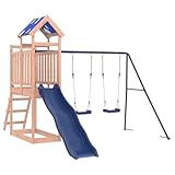 vidaXL Spielturm, Klettergerüst mit Rutsche Schaukeln Leiter, Kinder Kletterturm Spiel-Zubehör für Garten, Holz Spielplatz Spielhaus, Massivholz Douglasie
