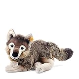 Steiff Snorry Schlenker Wolf - 40 cm - Kuscheltier für Kinder - Plüschtier - weich & waschbar - grau/braun (069284), Dunkelgrau