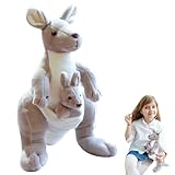 SGZIOO Känguru Kuscheltier mit Baby 28 cm, Känguru Stofftier mit Baby Im Bauch, Känguru Plüschtier, Süßes Kuscheltiers Mutter und Kind, Flauschiges Stofftier für Kinder, Erwachsene, Spielen, Schlafen