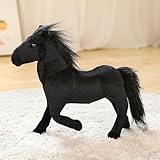 Champracer Lebensechtes Plüschtier Pferd 32 cm Stehend - Kuscheltier Puppe Stofftier Simulation Klein (Schwarzes Pferd)