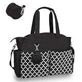 Bizcasa Baby Wickeltasche, 13 Taschen, Reise Wickeltasche Henkeltaschen Portable Babytasche mit Schnullertasche, Großer Stauraum für alle Babyzubehörteile (Schwarz)