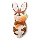 NICI 47351 Hase Poline Bunny mit Karotte – 2 in 1: Kuscheltier & Kuschelkissen für Mädchen, Jungen & Babys Plüschtier-Kissen in einem – Figürliches Kuscheltierkissen, braun/orange, 1 Stück (1er Pack)