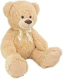 BRUBAKER XXL Teddybär 100 cm groß - Beige - Stofftier Plüschtier Kuscheltier