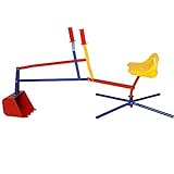 Spielwerk Sitzbagger 360° Radius Schwenk- und Greiffunktion bis 50kg Sandkasten Aufsitzbagger Schaufel Kinder Spielzeug ab 3 Jahren Metall