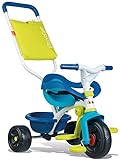 Smoby - Be Fun Komfort Dreirad (blau) – für Babys und Kinder ab 10 Monaten - verstellbares Kinderdreirad mit Schubstange und praktischem Zubehör