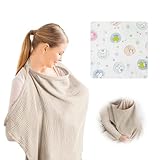 Stilltuch für Unterwegs,Breastfeeding Cover,Nursing Cover,Baumwolle Still Schürze,Weicher und Atmungsaktiver Stillschal,Mehrzweck Stillcover Sonnenschutz Kinderwagenbezug Geschenk für Mama