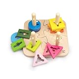 Hape Kreatives Steckpuzzle – farbenfrohes Holzpuzzle, Lernspielzeug zur Förderung von Feinmotorik, Formen- und Farberkennung, Montessori Lernspielzeug, für Kinder ab 18 Monaten