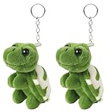 Schildkröte Kuscheltier Schlüsselanhänger Plüsch – 2 Stück Schildkröte Kuscheltier Klein Schlüsselanhänger, Weich und Süß für Schlüssel und Dekoration (8CM)